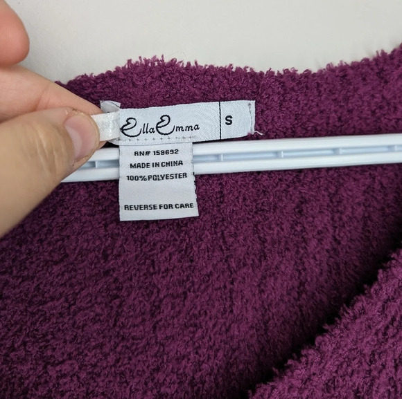 Ella & Emma Plum Purple Cropped 2 Button V Neck  Baby Cardigan Women Small Y2K - Picture 5 of 8